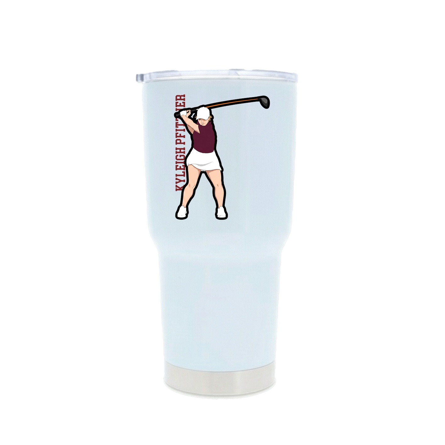 30oz Stainless Steel Tumbler — Name Vertical in White