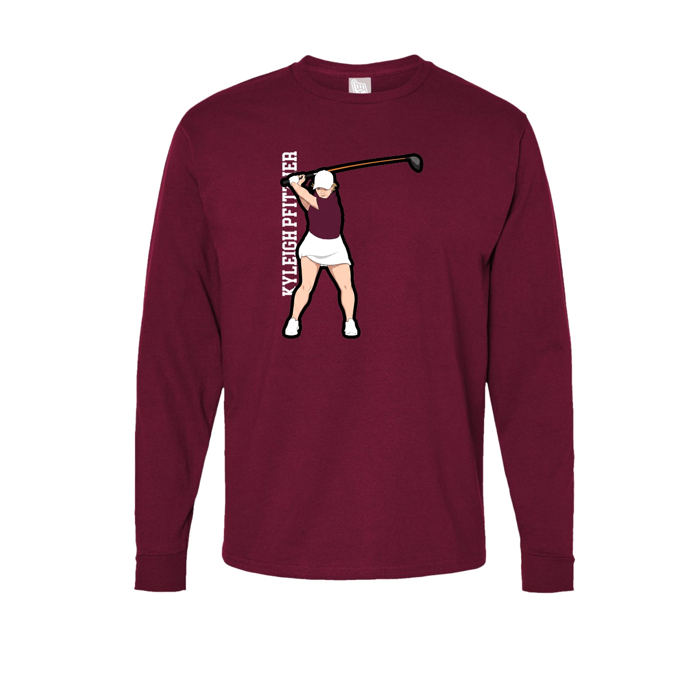 Long Sleeve Tee — Name Vertical in Cardinal