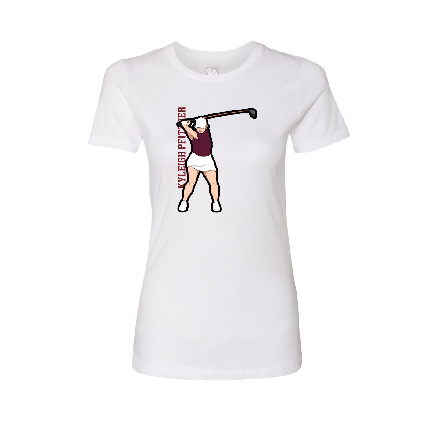 Fitted Women's Tee — Name Vertical in White