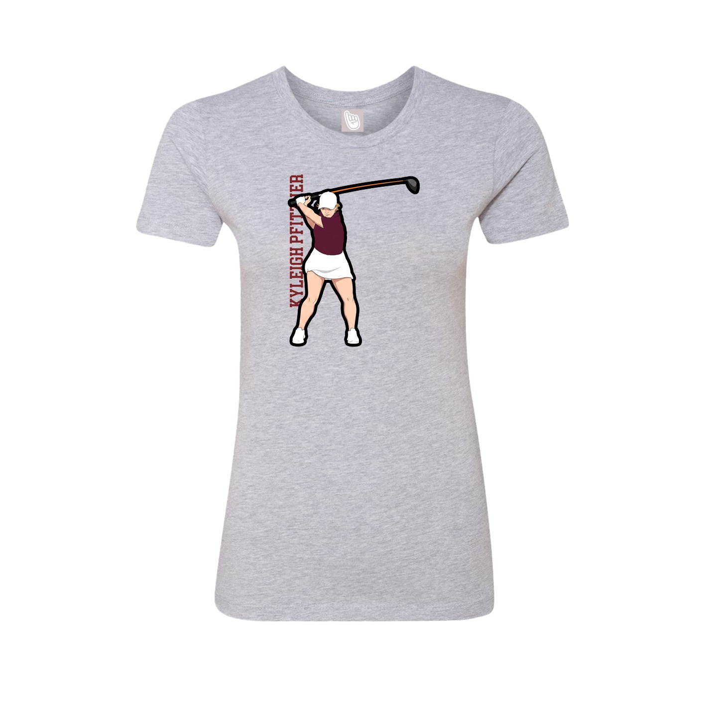 Fitted Women's Tee — Name Vertical in Grey