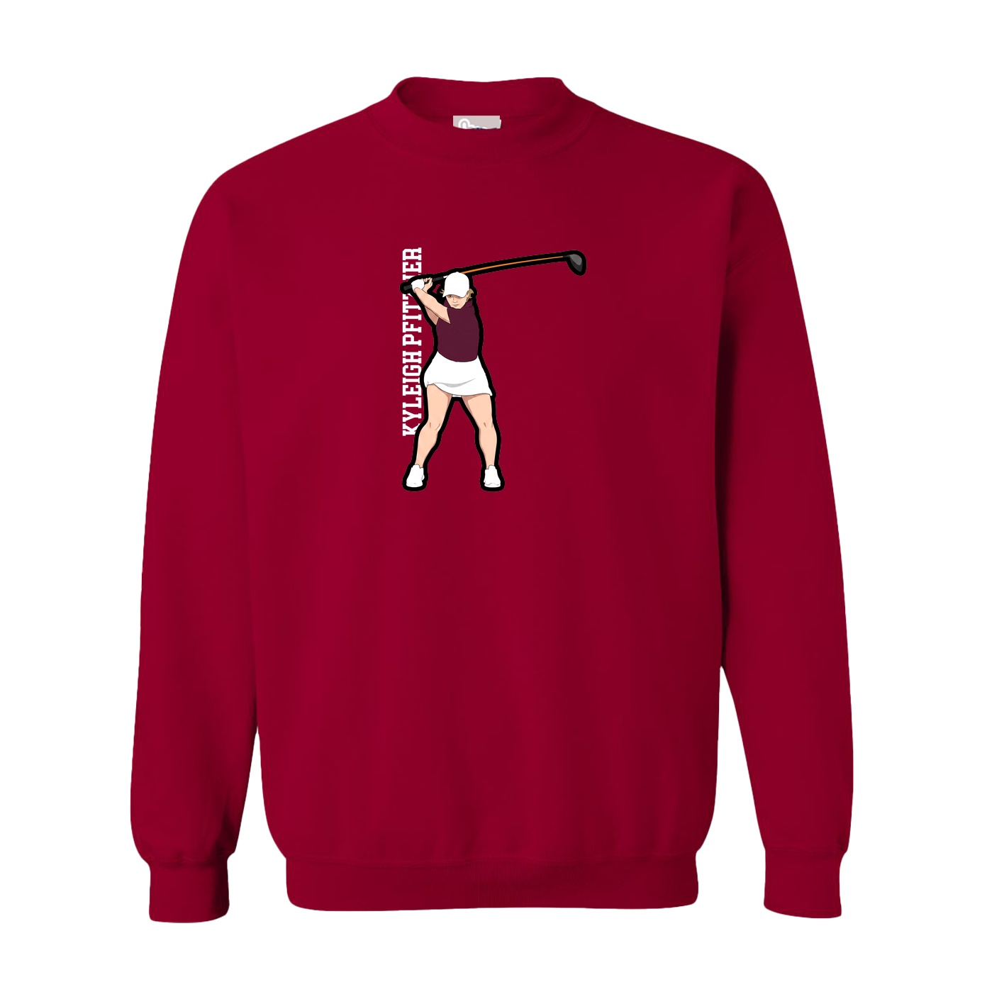 Fleece Crew — Name Vertical in Cardinal