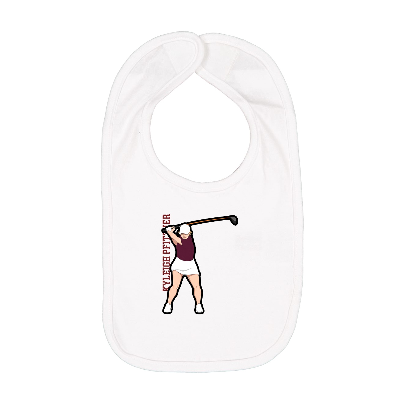 Infant Bib — Name Vertical in White
