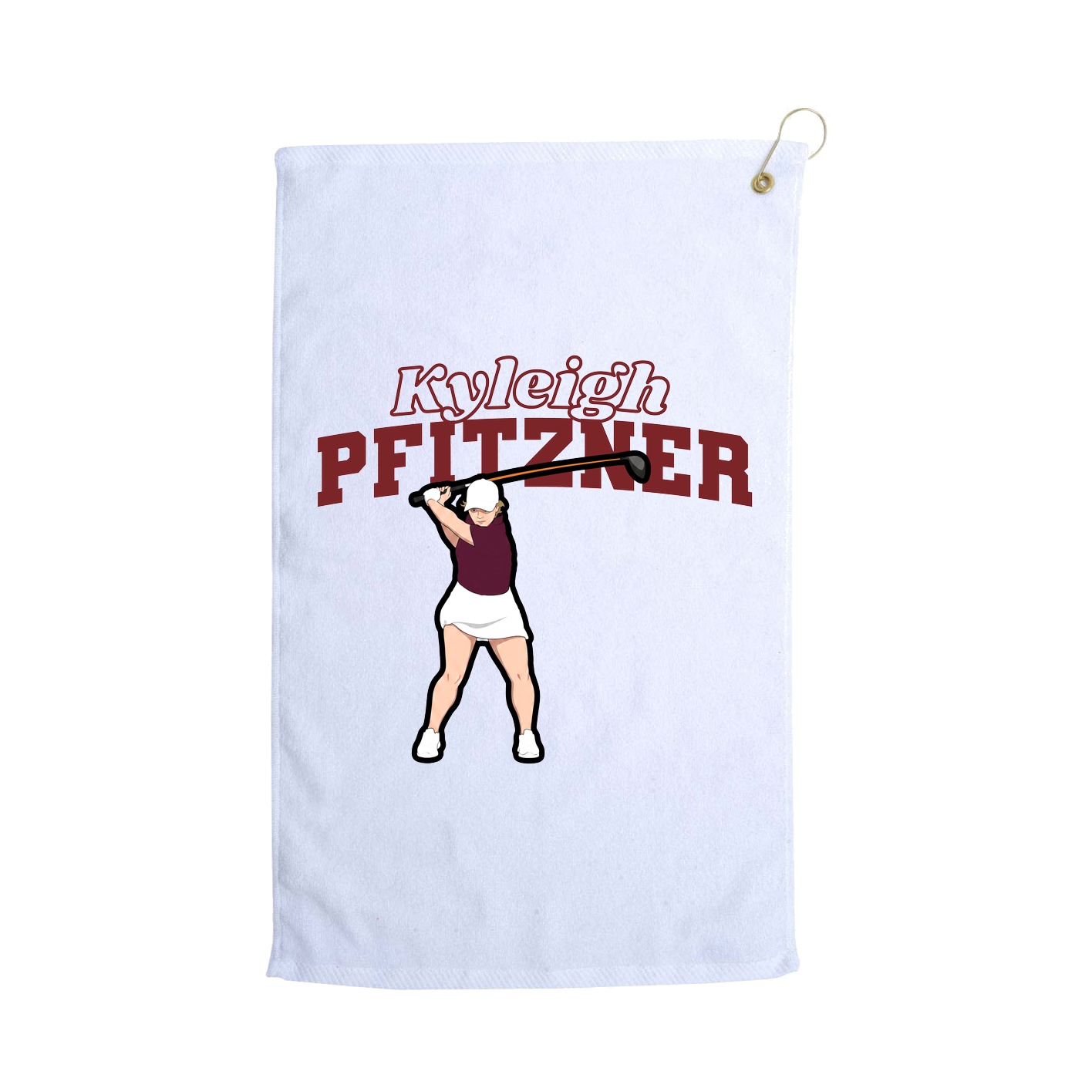 Golf Towel — Name Arch in White