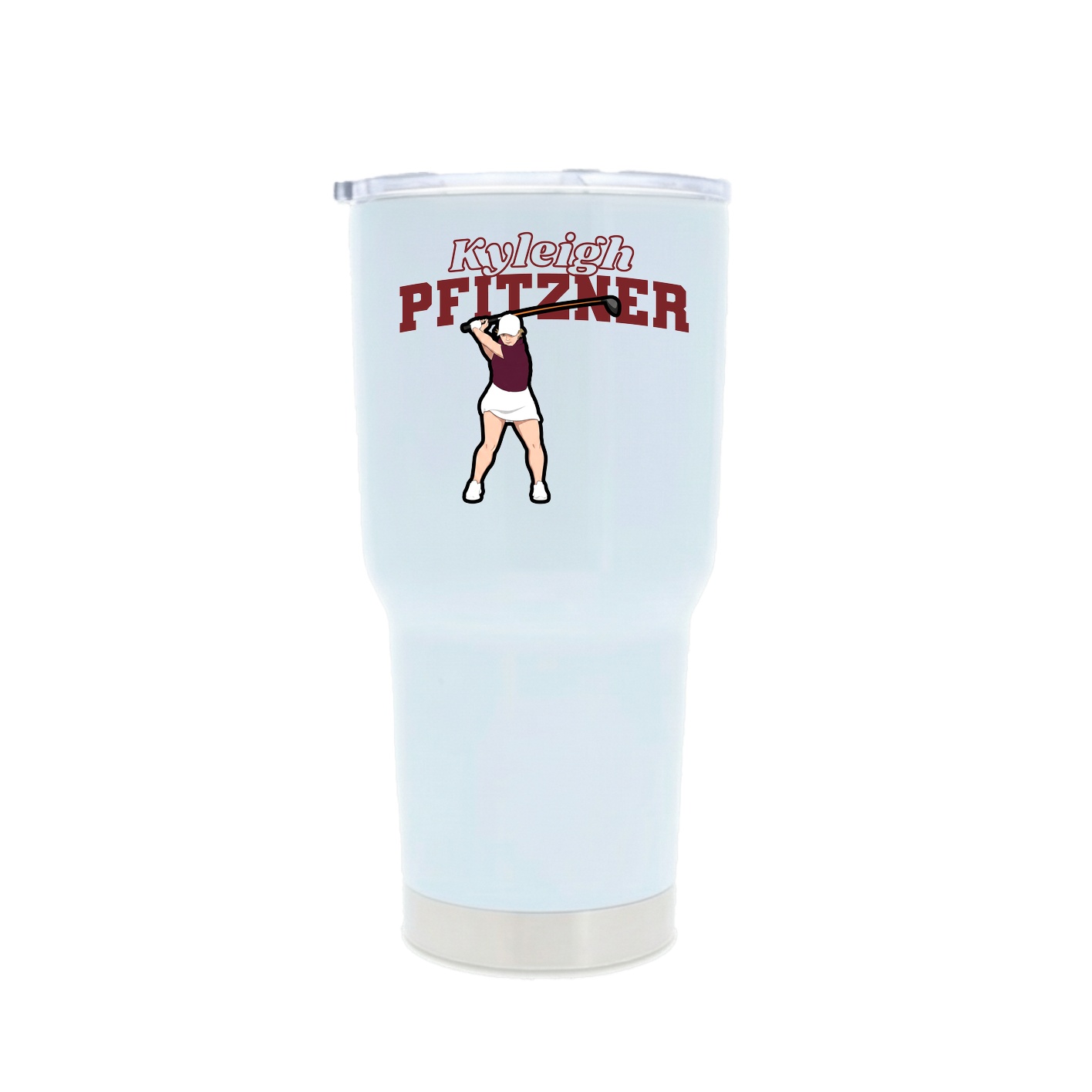 30oz Stainless Steel Tumbler — Name Arch in White