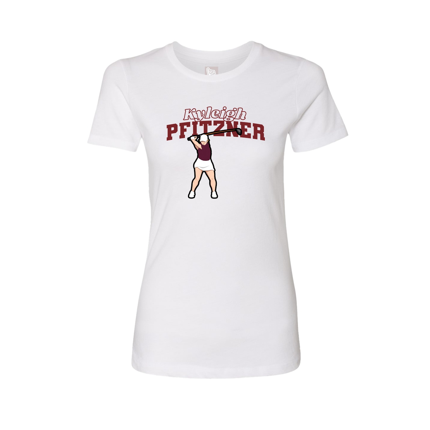 Fitted Women's Tee — Name Arch in White