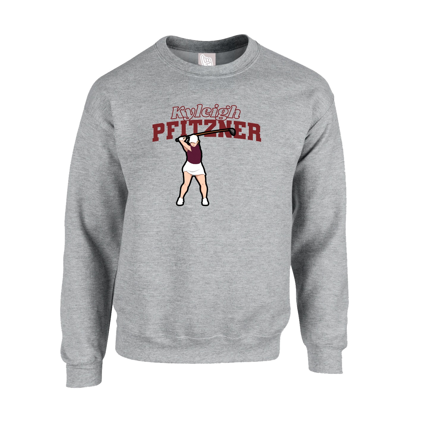 Fleece Crew — Name Arch in Grey