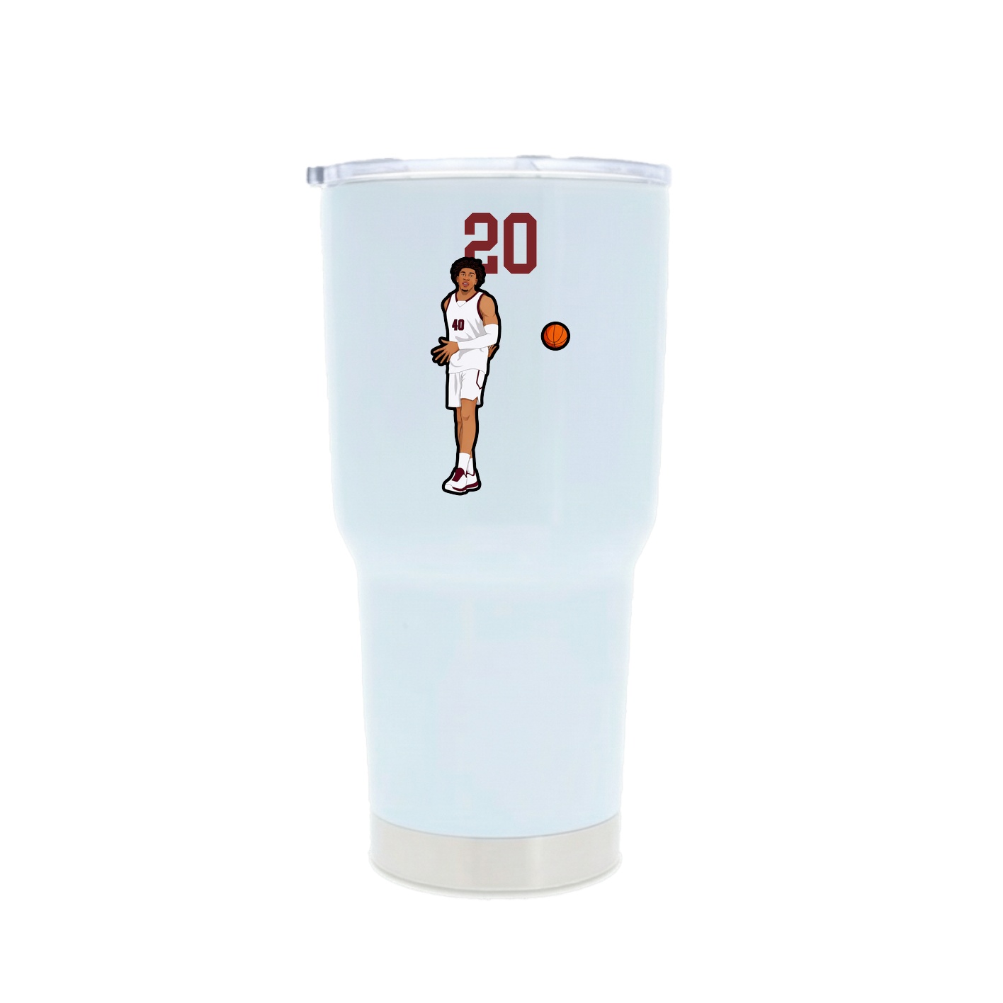 30oz Stainless Steel Tumbler — Number Top in White
