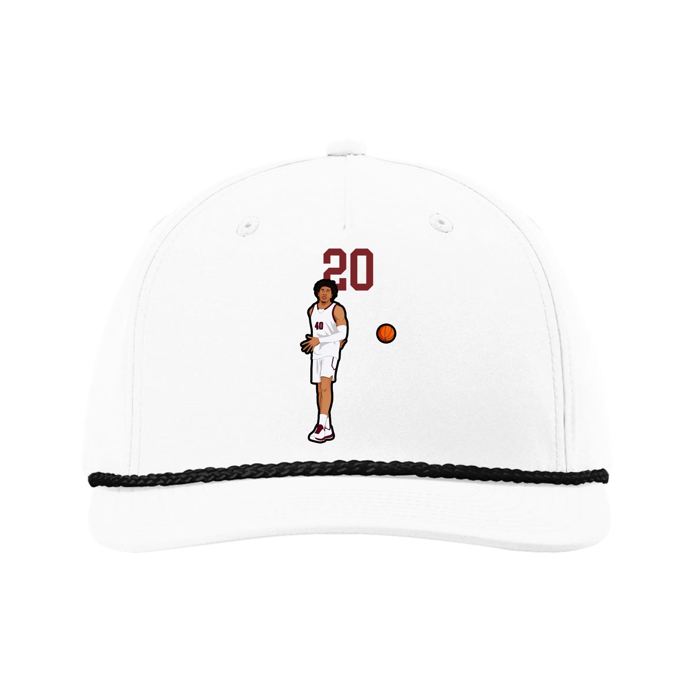 Five-Panel Classic Rope Cap — Number Top in White