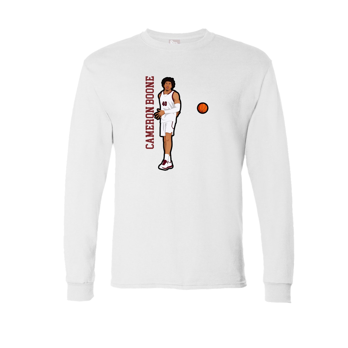Long Sleeve Tee — Name Vertical in White