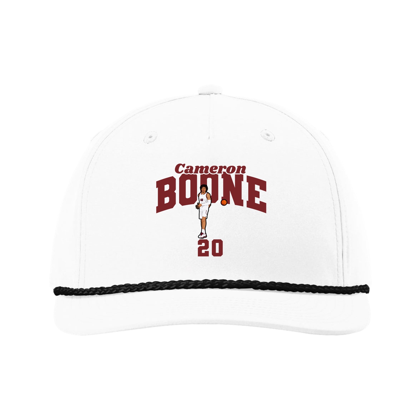 Five-Panel Classic Rope Cap — Signature Arch in White