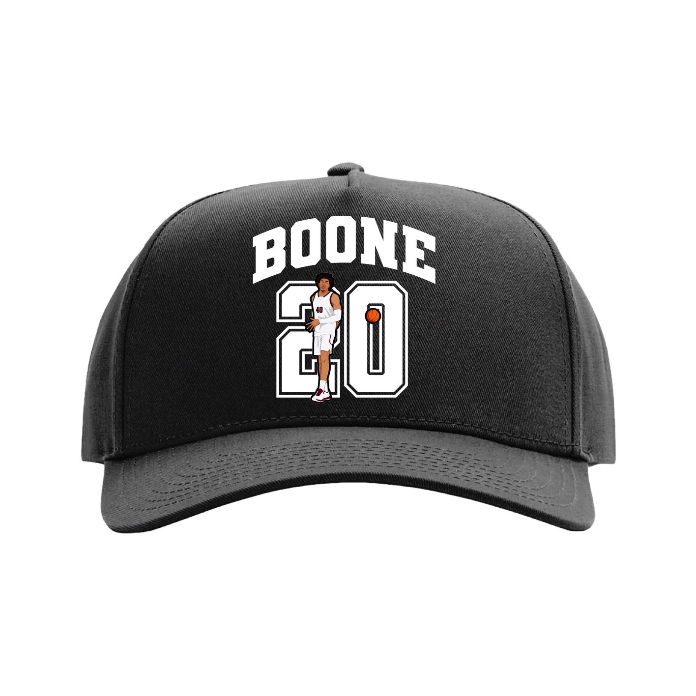 Full Fabric Five-Panel Champ Cap — Number in Black