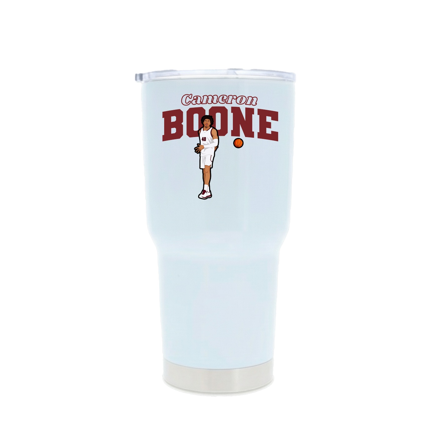 30oz Stainless Steel Tumbler — Name Arch in White