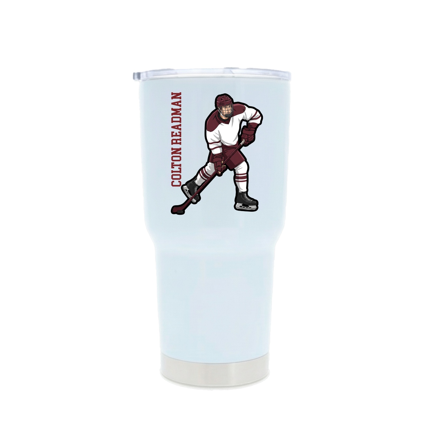 30oz Stainless Steel Tumbler — Name Vertical in White