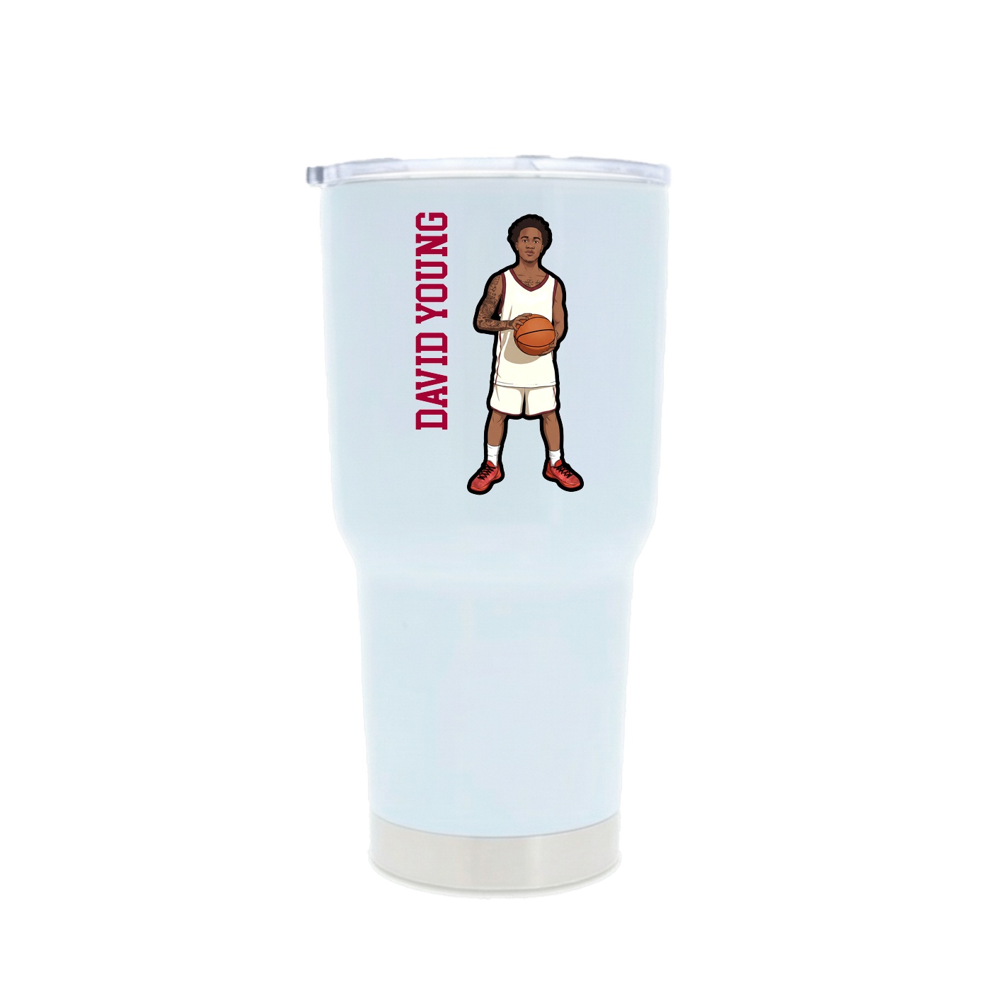 30oz Stainless Steel Tumbler — Name Vertical in White