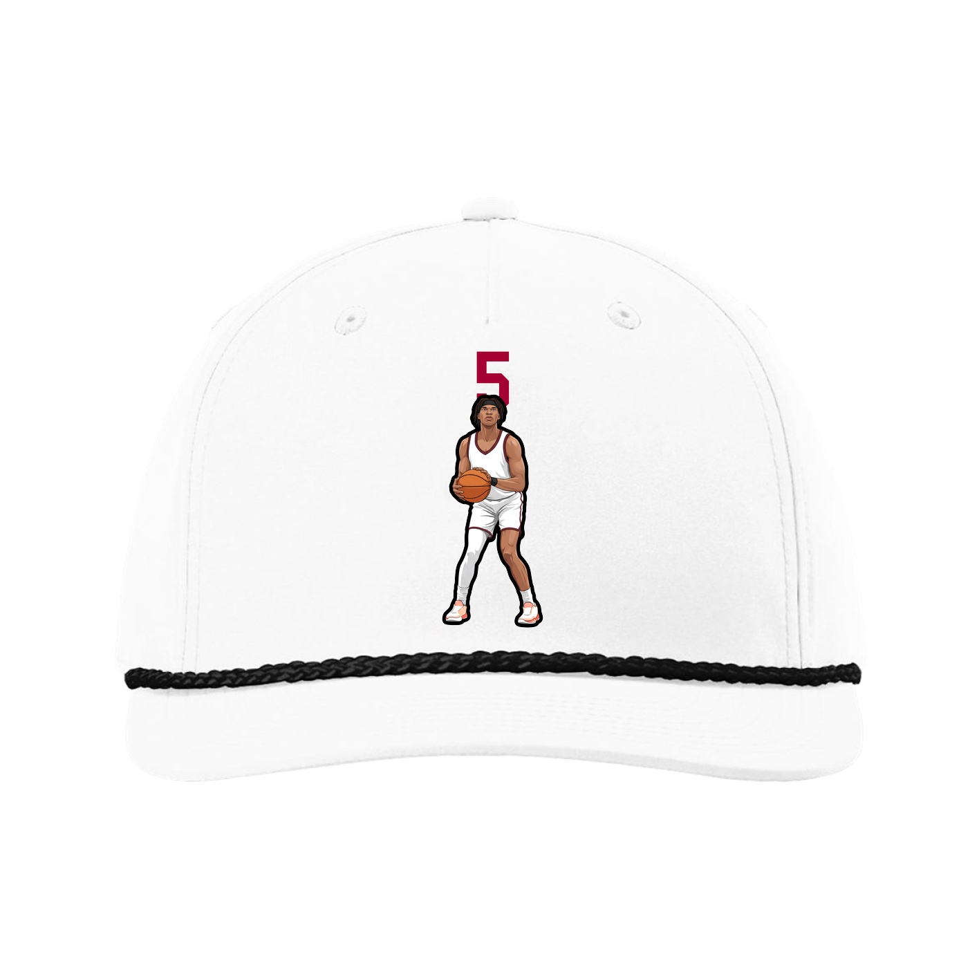 Five-Panel Classic Rope Cap — Number Top in White