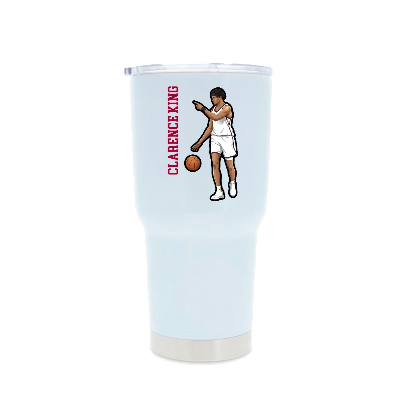 30oz Stainless Steel Tumbler — Name Vertical in White