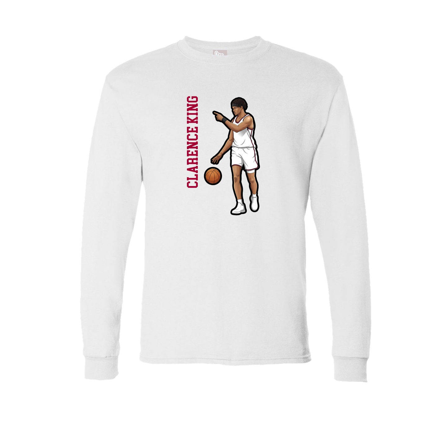 Long Sleeve Tee — Name Vertical in White