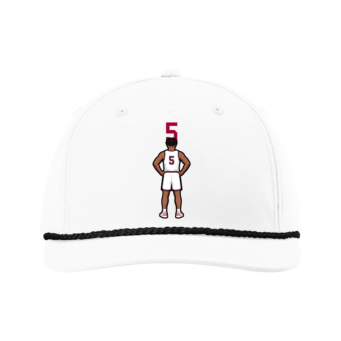 Five-Panel Classic Rope Cap — Number Top in White