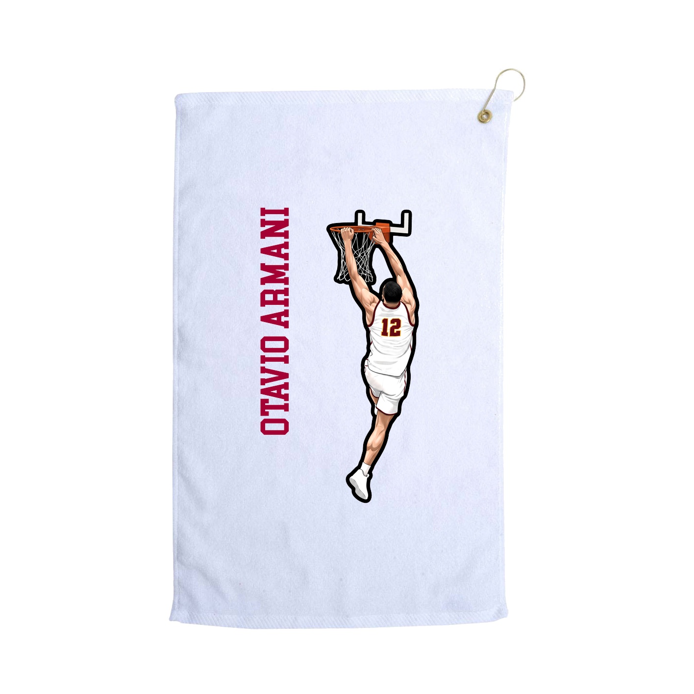 Golf Towel — Name Vertical in White