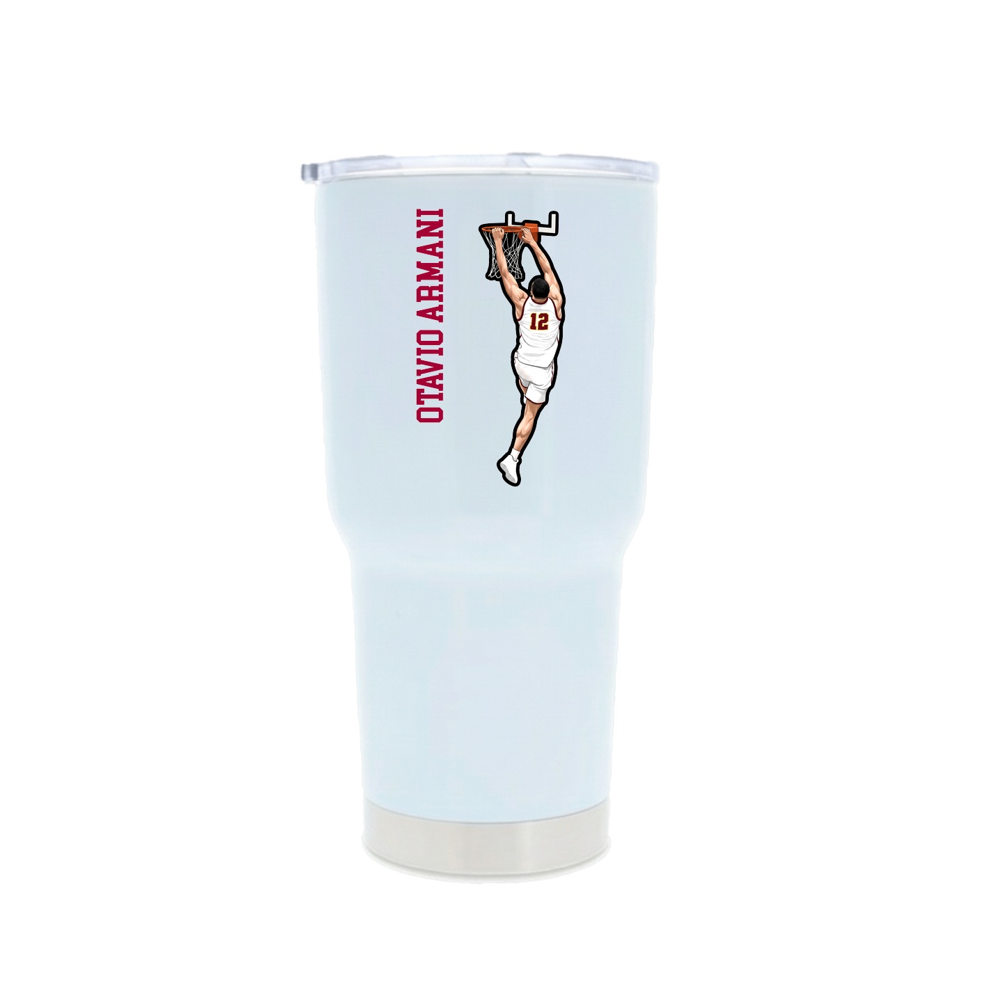 30oz Stainless Steel Tumbler — Name Vertical in White