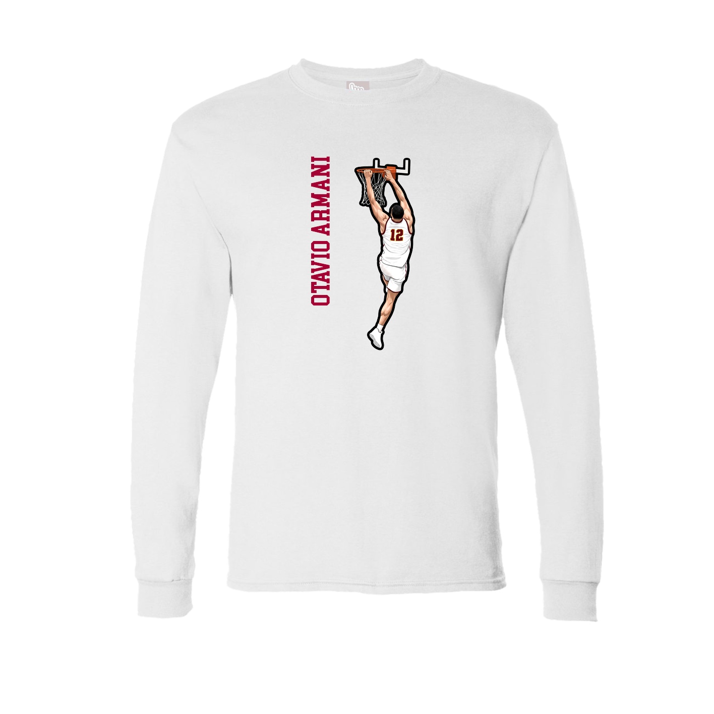 Long Sleeve Tee — Name Vertical in White
