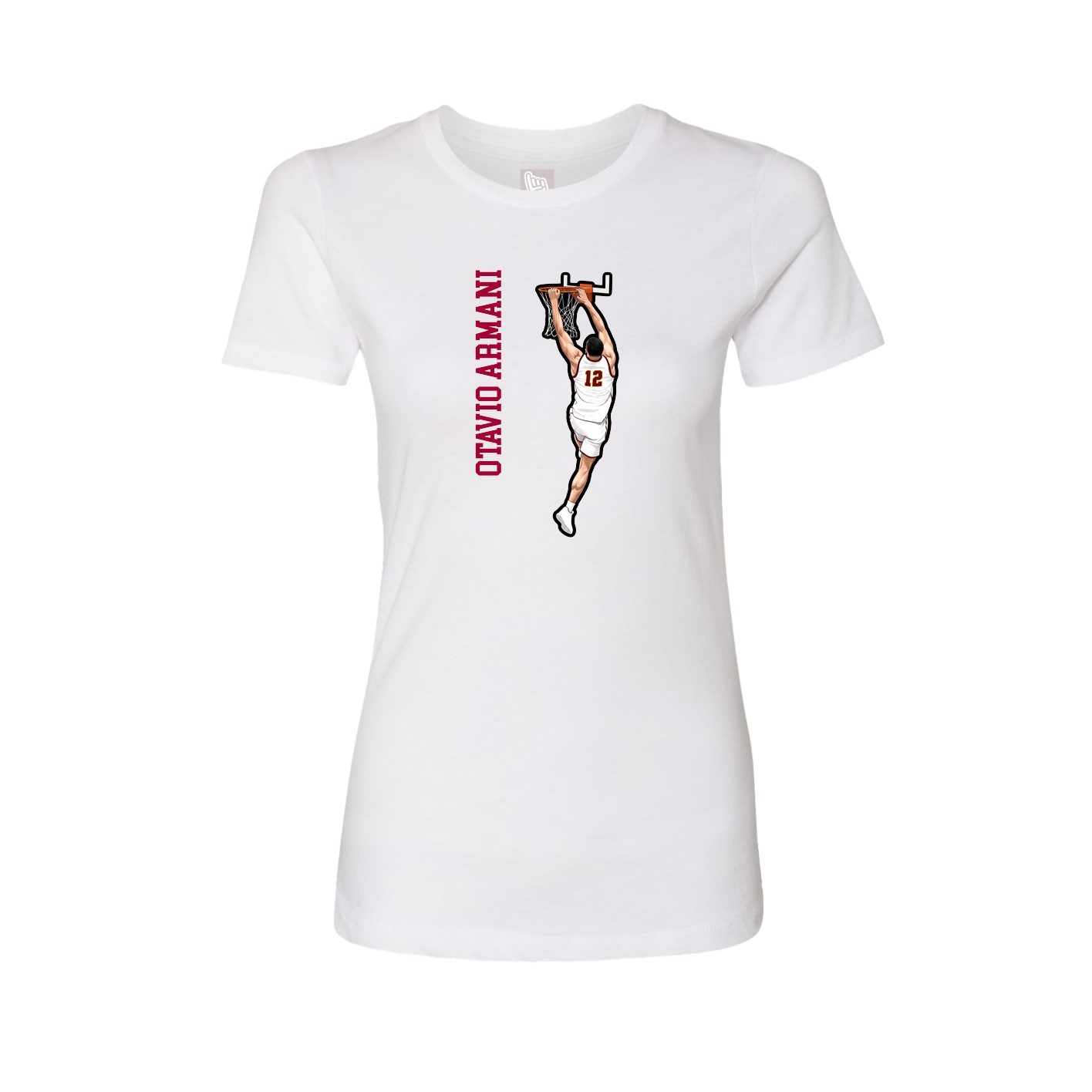 Womens Tee — Name Vertical in White