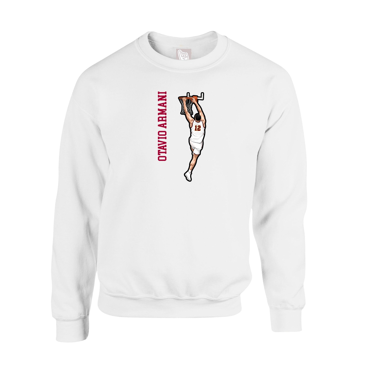 Fleece Crew — Name Vertical in White