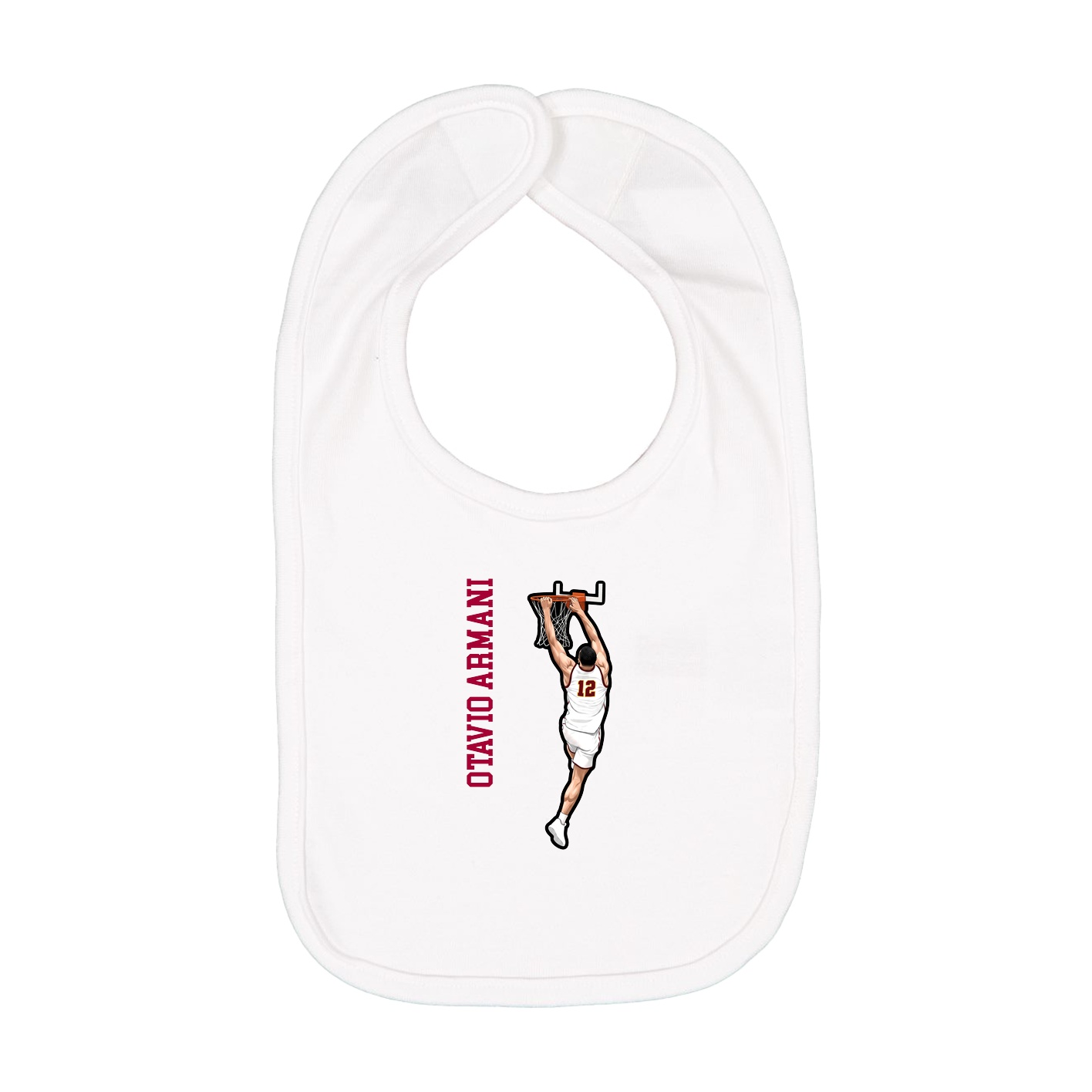 Infant Bib — Name Vertical in White