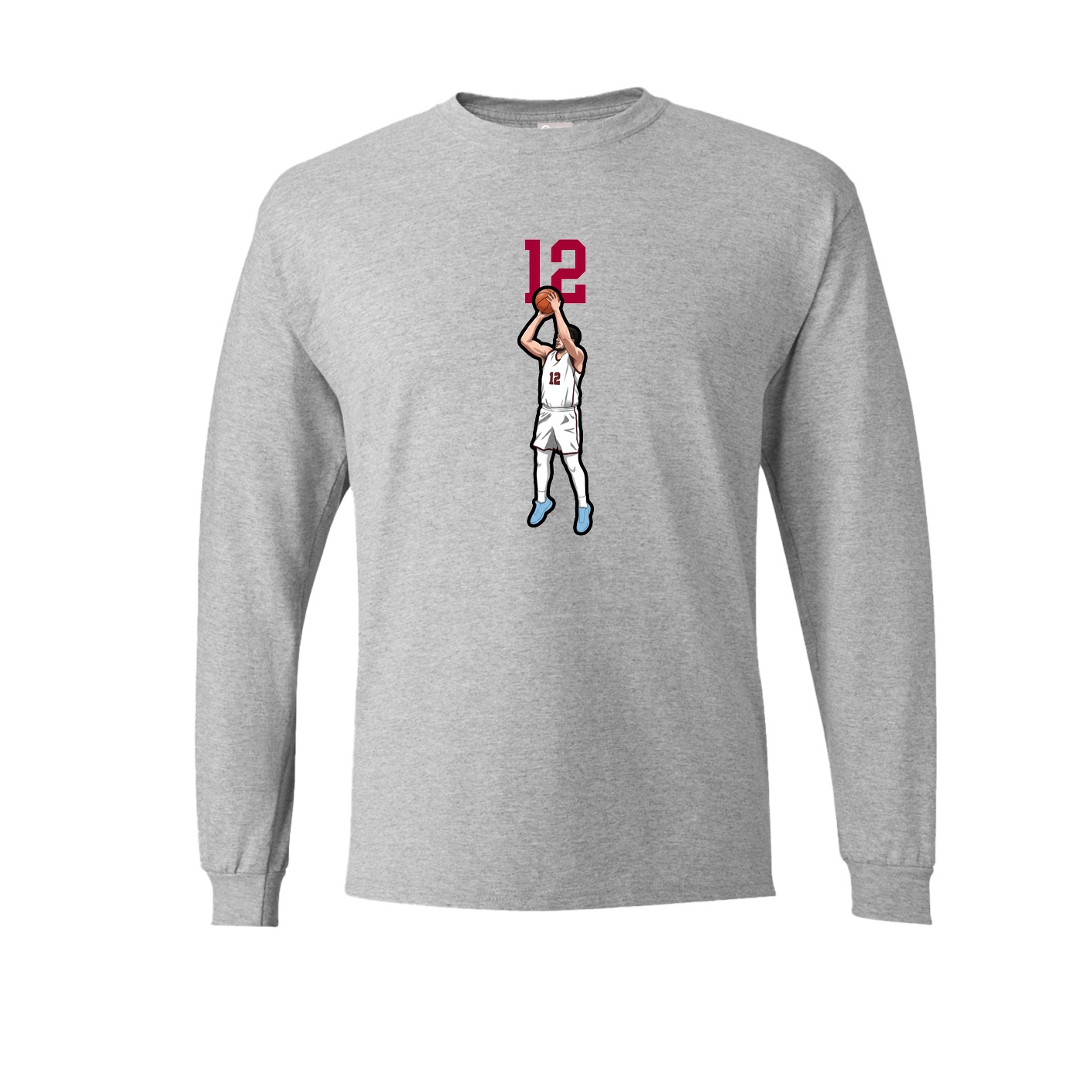 Long Sleeve Tee — Number Top in Grey