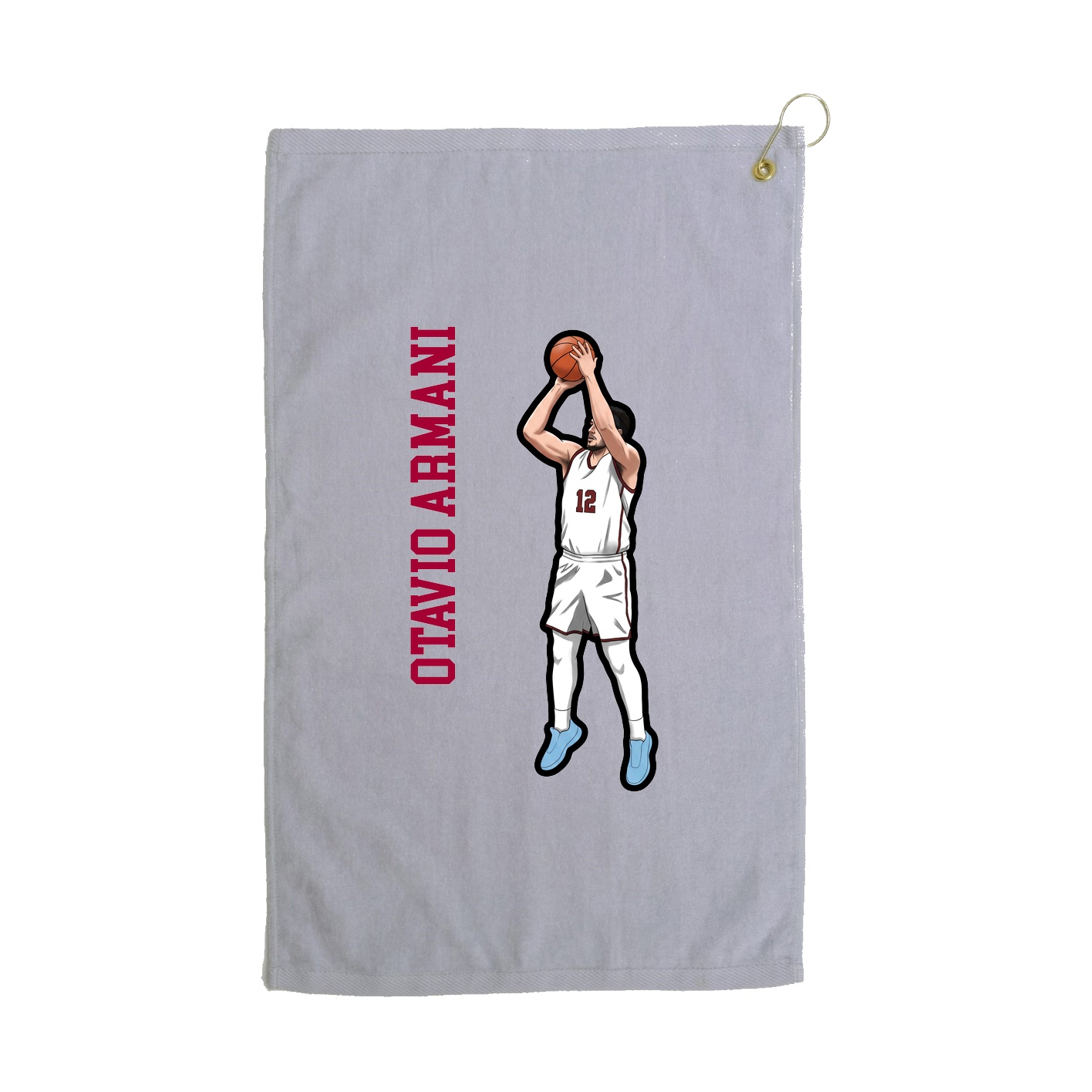 Golf Towel — Name Vertical in Grey