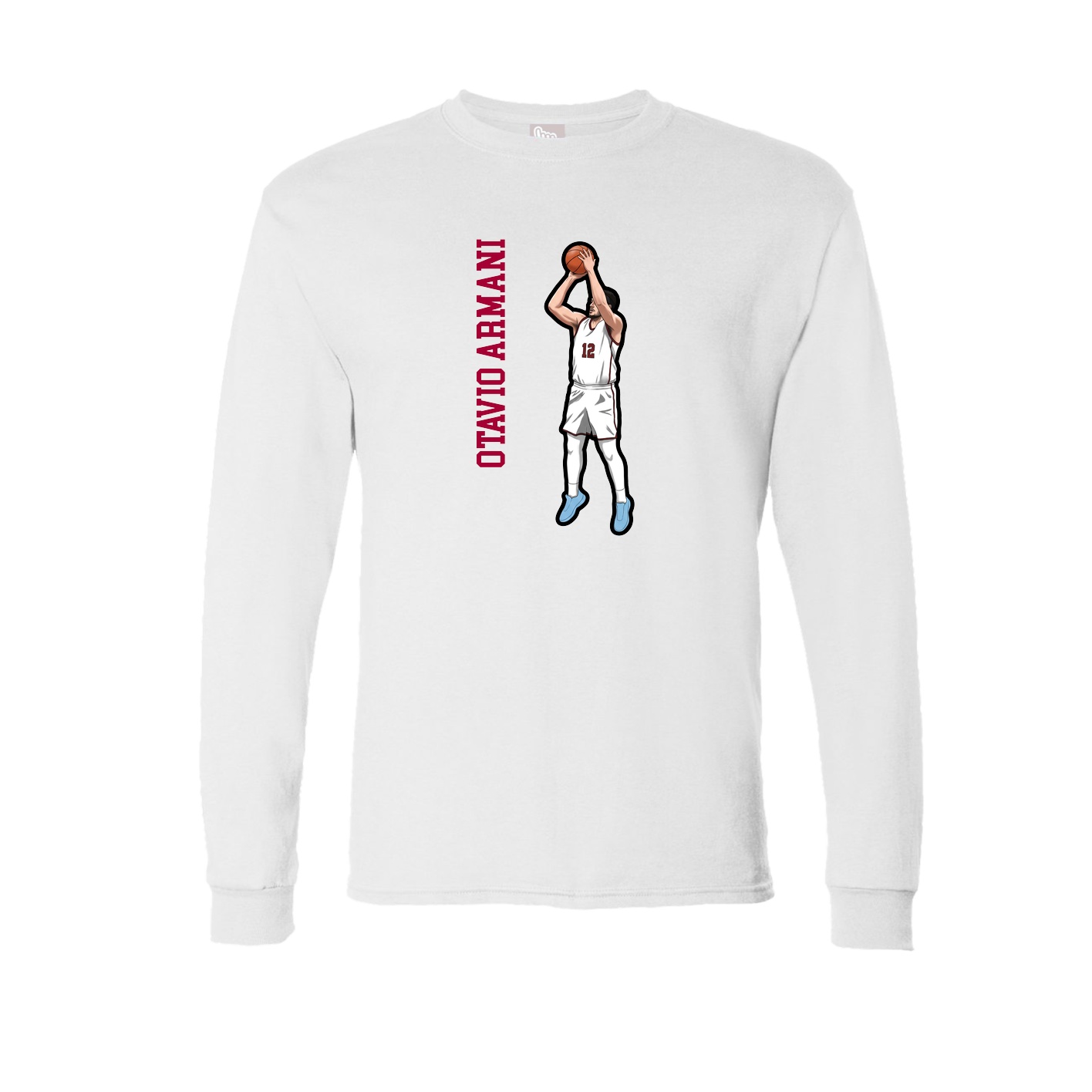 Long Sleeve Tee — Name Vertical in White