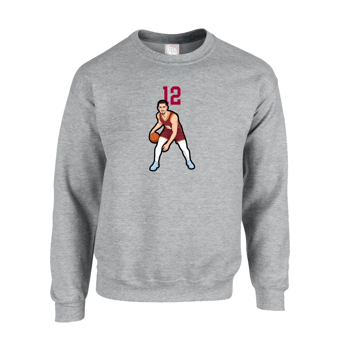 Fleece Crew — Number Top in Grey