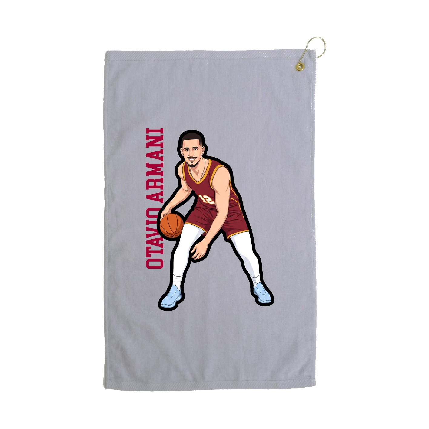 Golf Towel — Name Vertical in Grey
