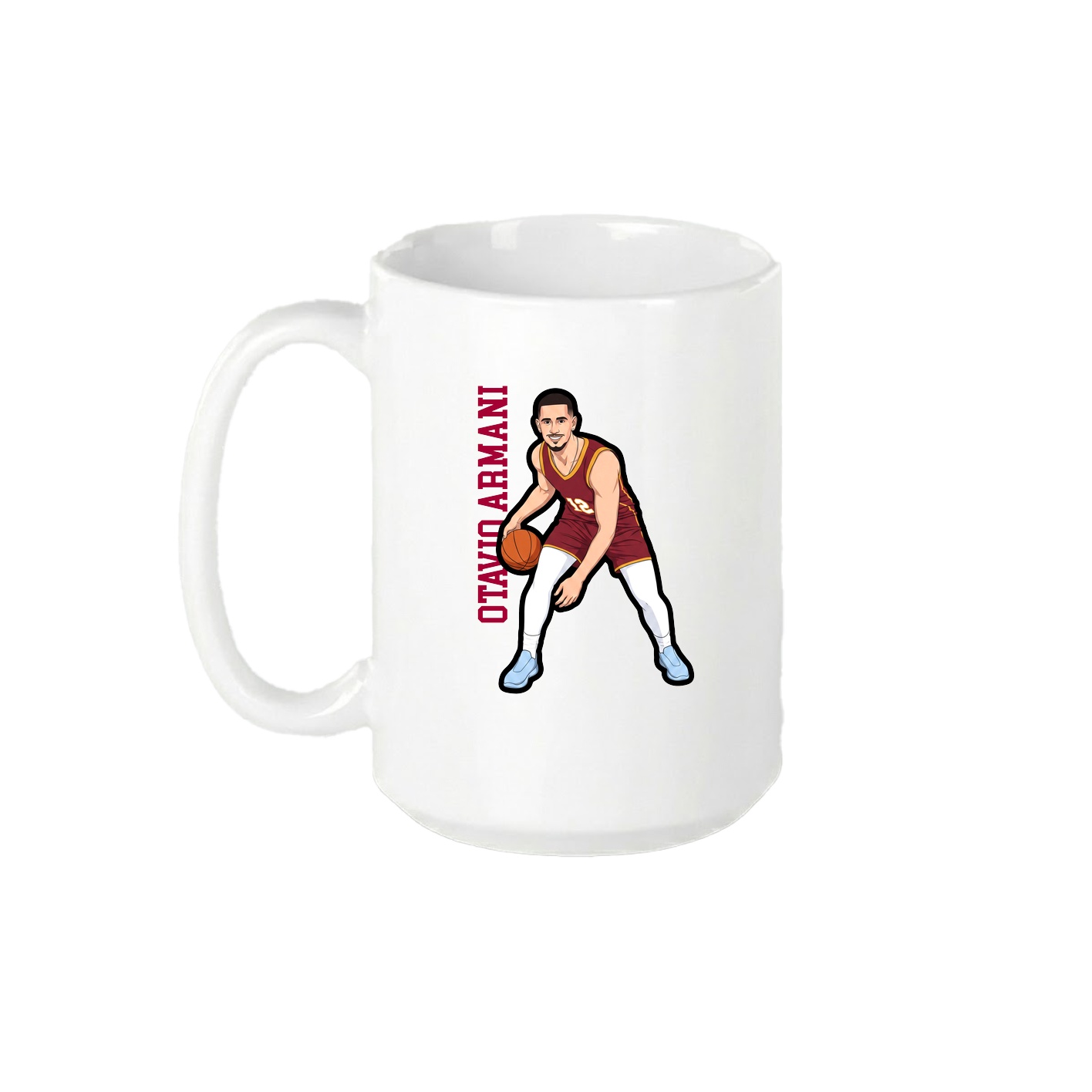 15oz Coffee Mug — Name Vertical in White