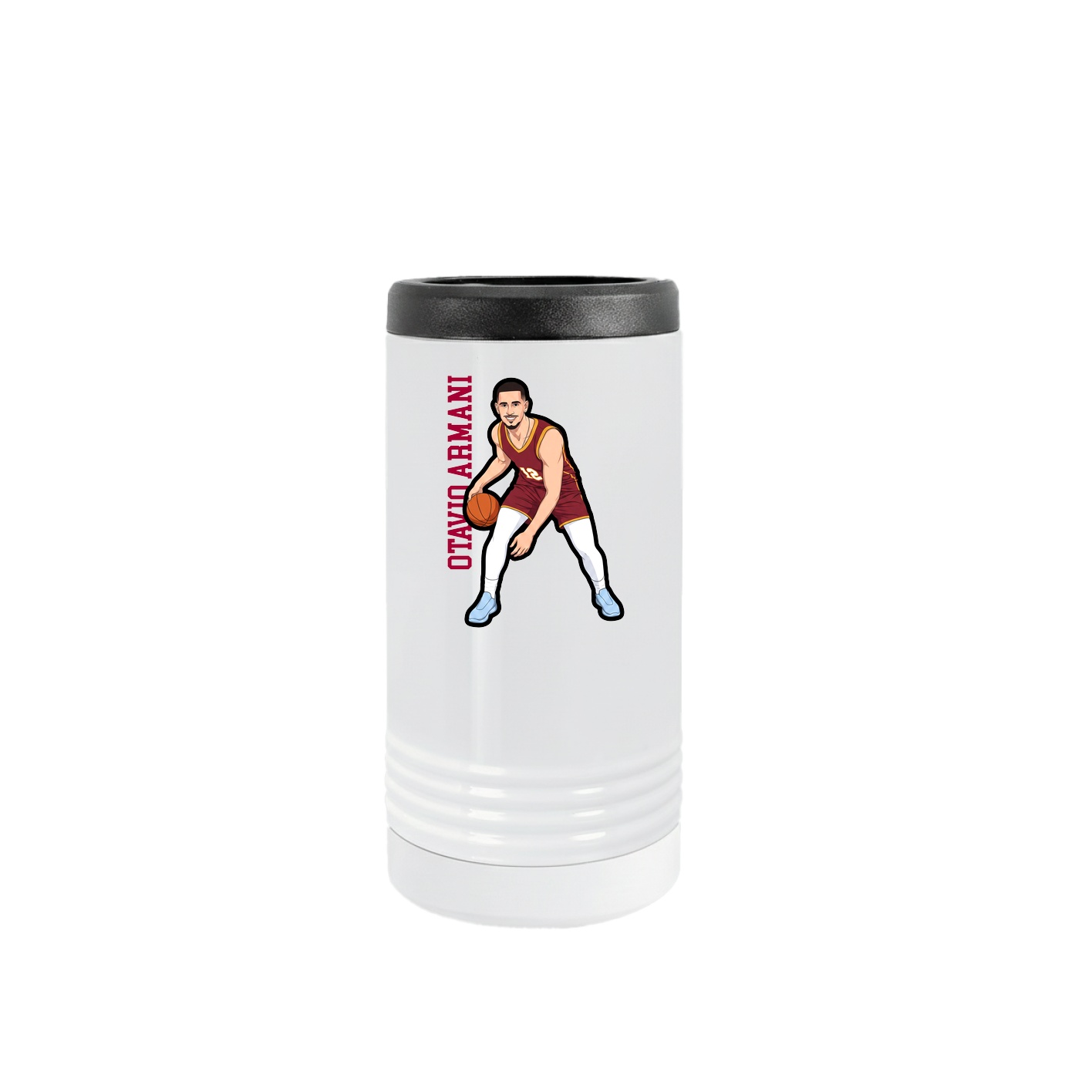 Slim Beverage Holder — Name Vertical in White