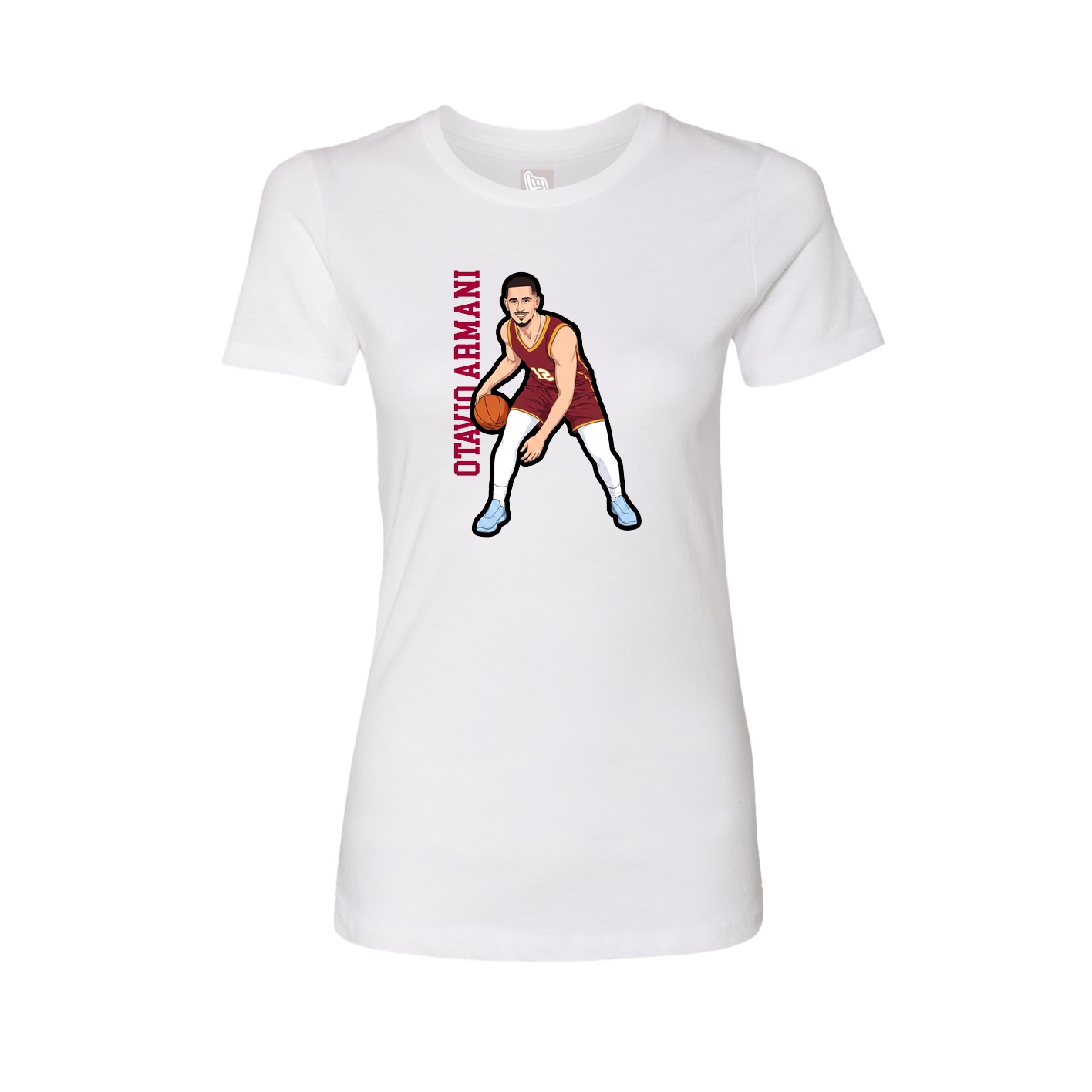 Womens Tee — Name Vertical in White