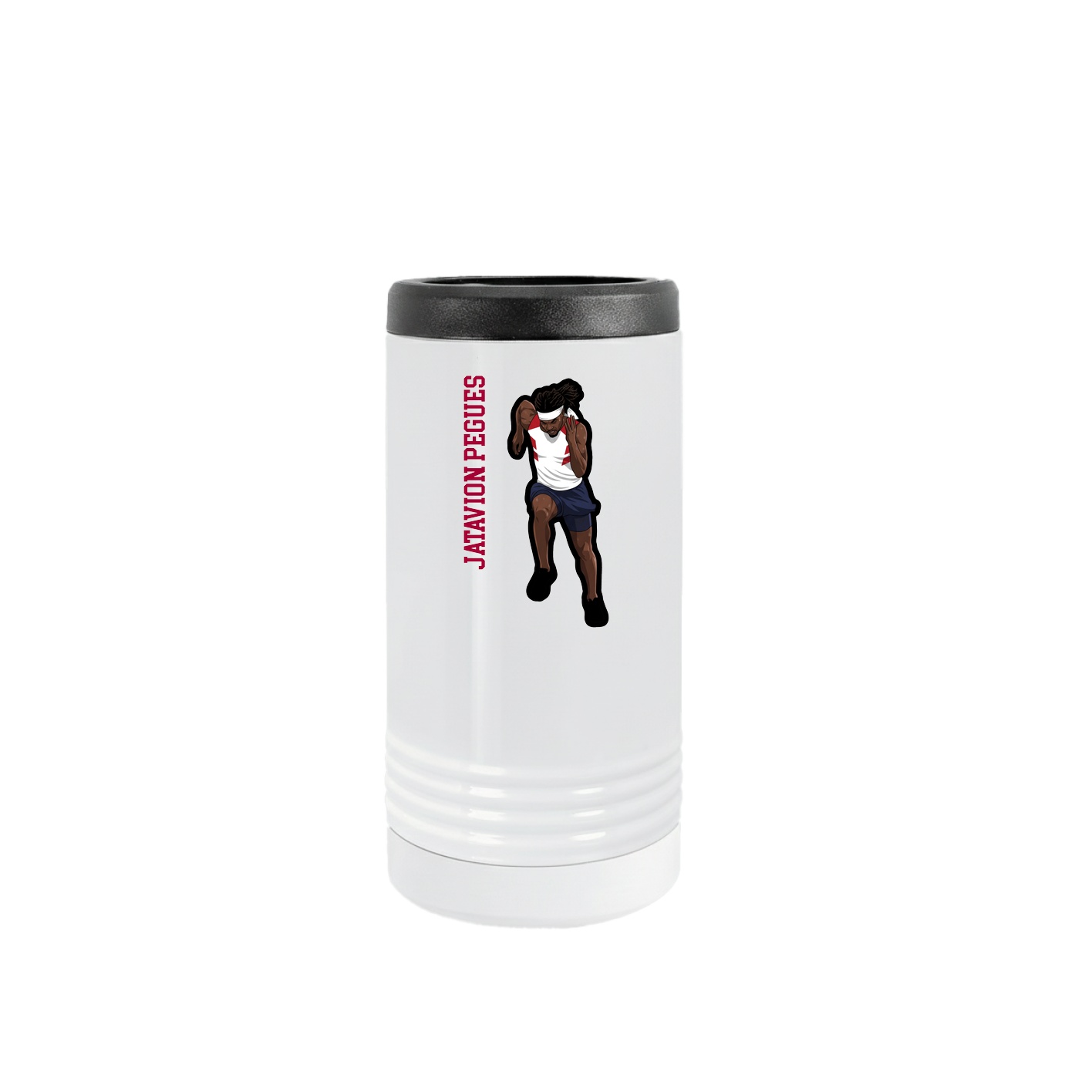 Slim Beverage Holder — Name Vertical in White