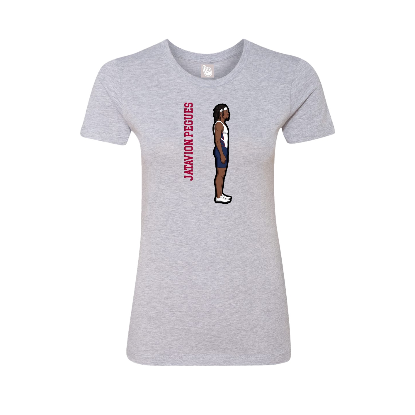 Fitted Women's Tee — Name Vertical in Grey