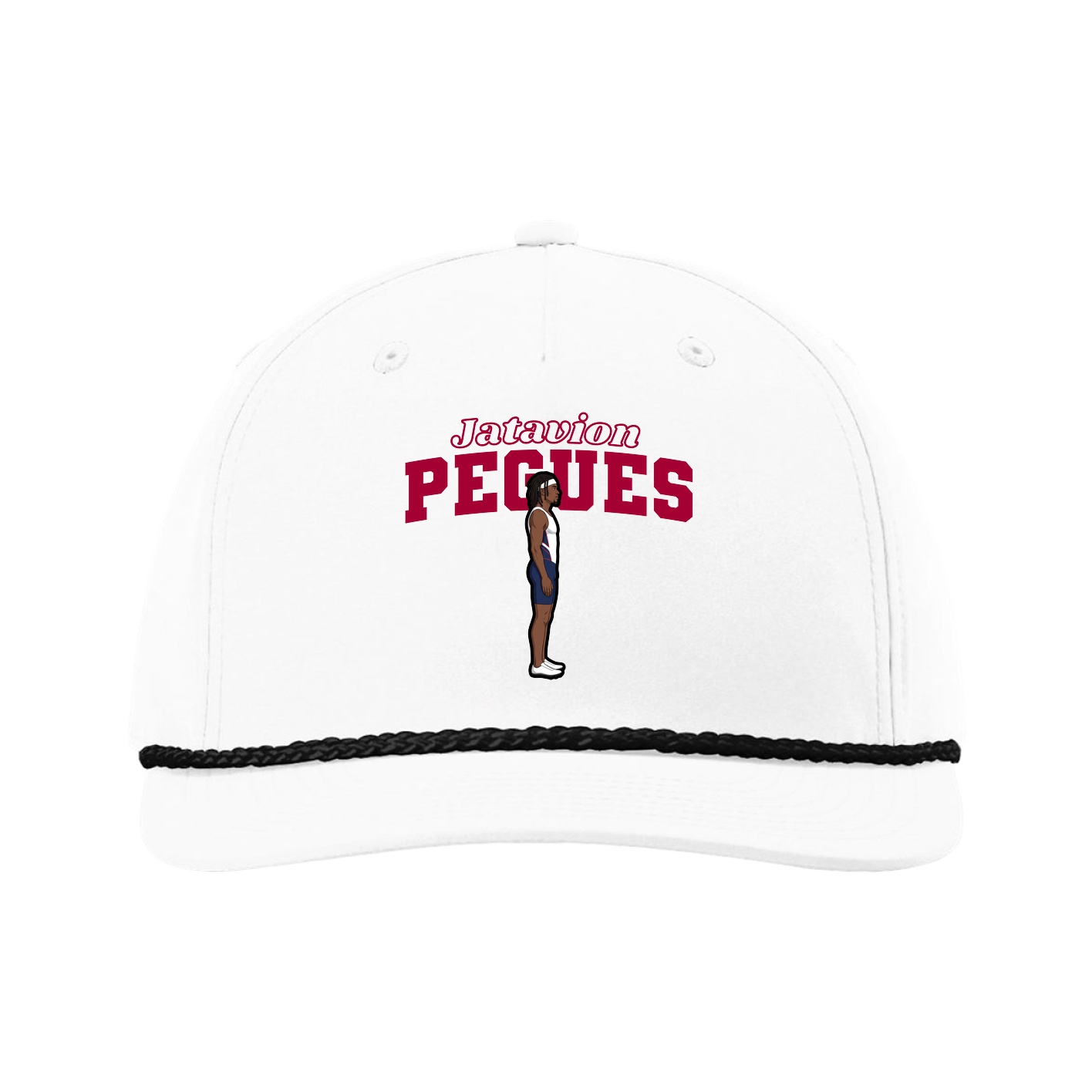 Five-Panel Classic Rope Cap — Name Arch in White
