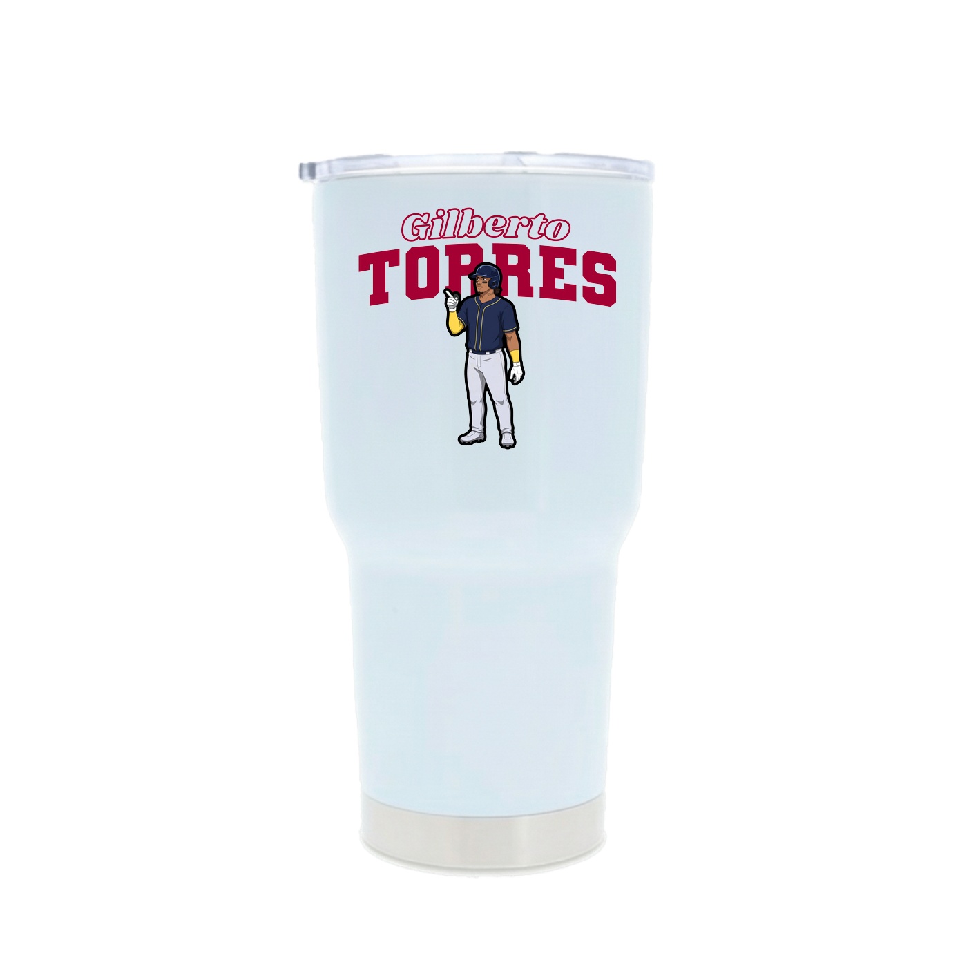 30oz Stainless Steel Tumbler — Name Arch in White