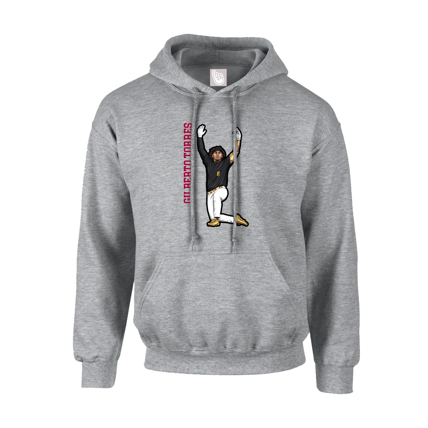 Youth Hoodie — Name Vertical in Grey