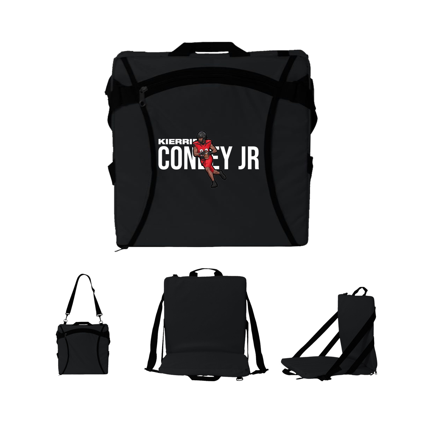 Folding Stadium Seat — Player Name in Black