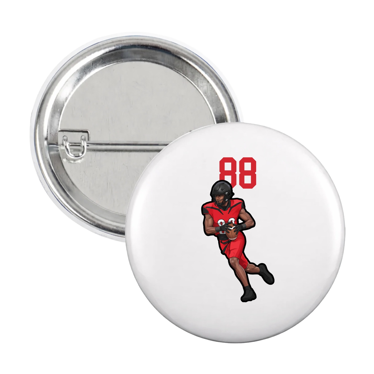 Game Day Button — Number Top in White