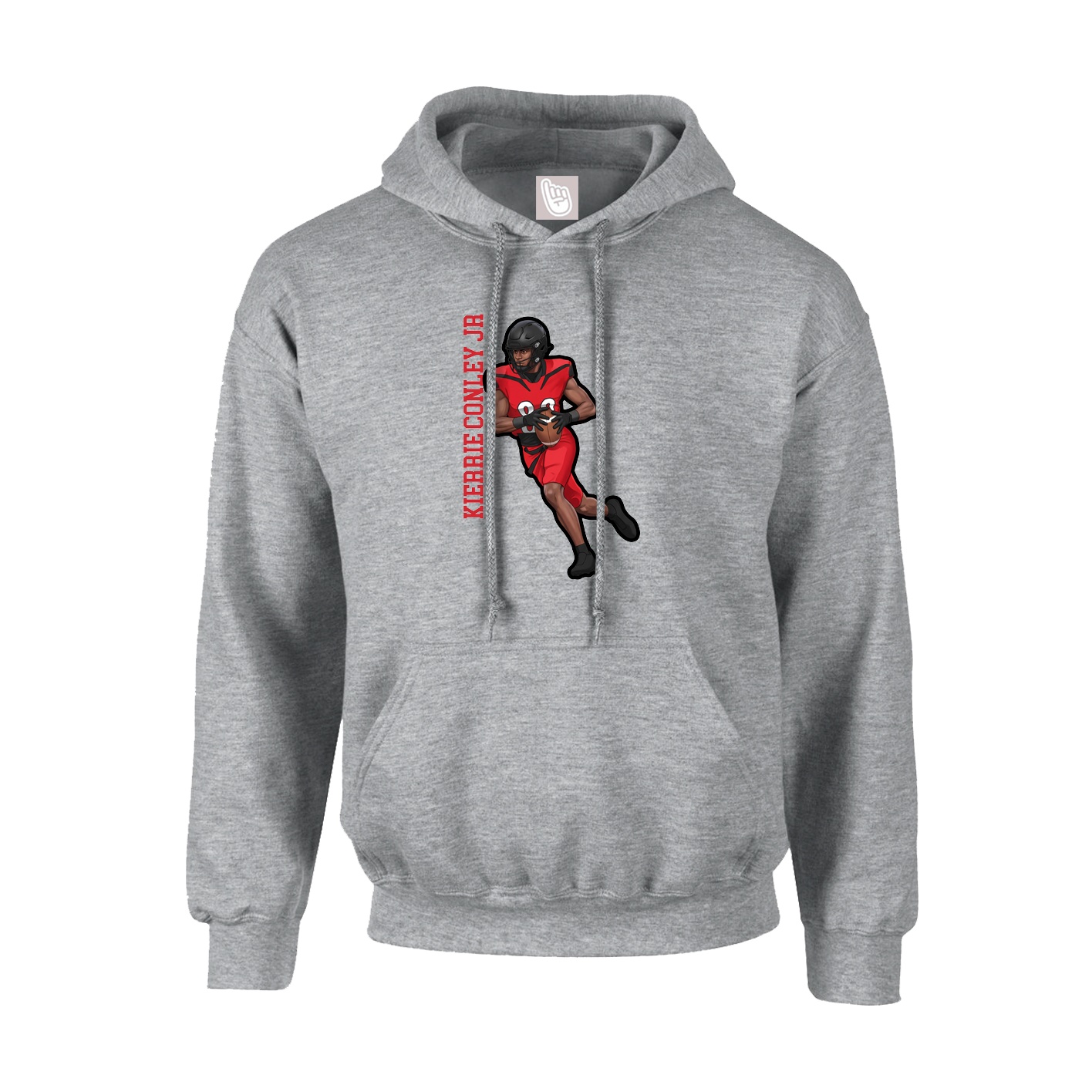 Hoodie — Name Vertical in Grey