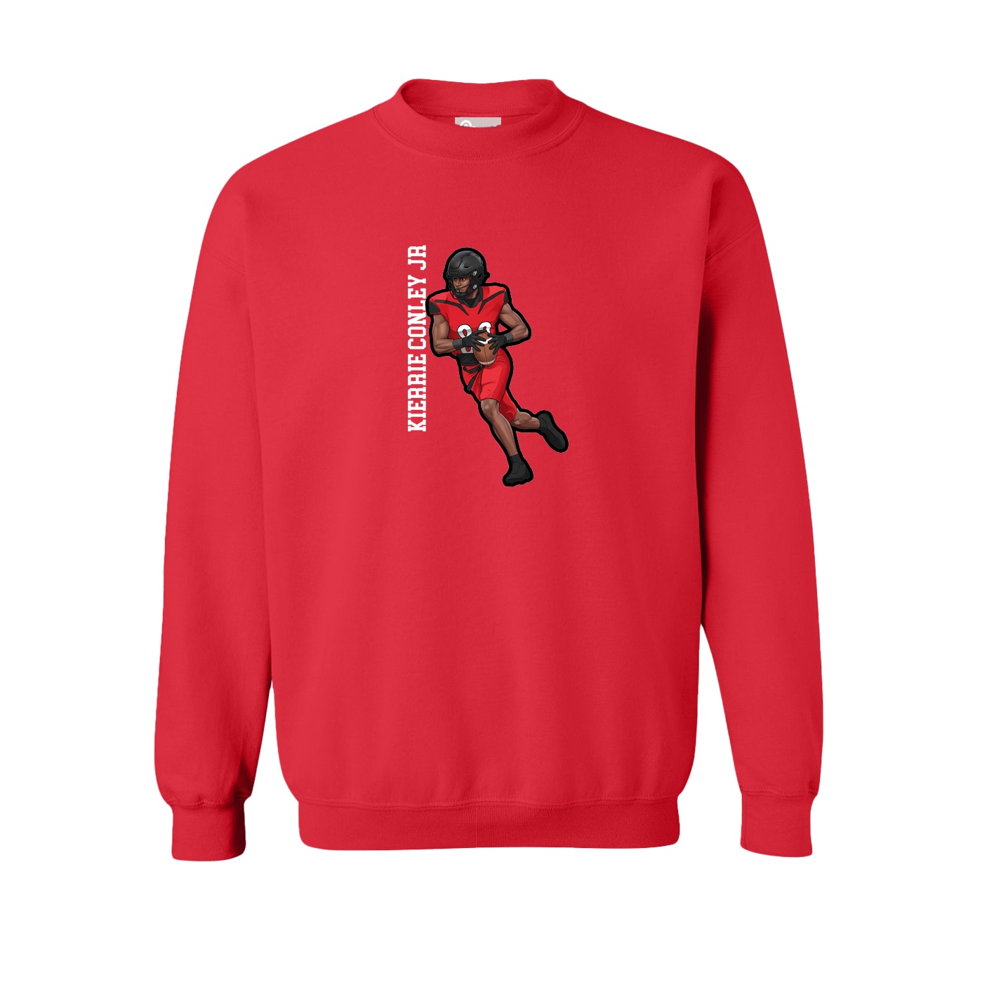 Fleece Crew — Name Vertical in Red