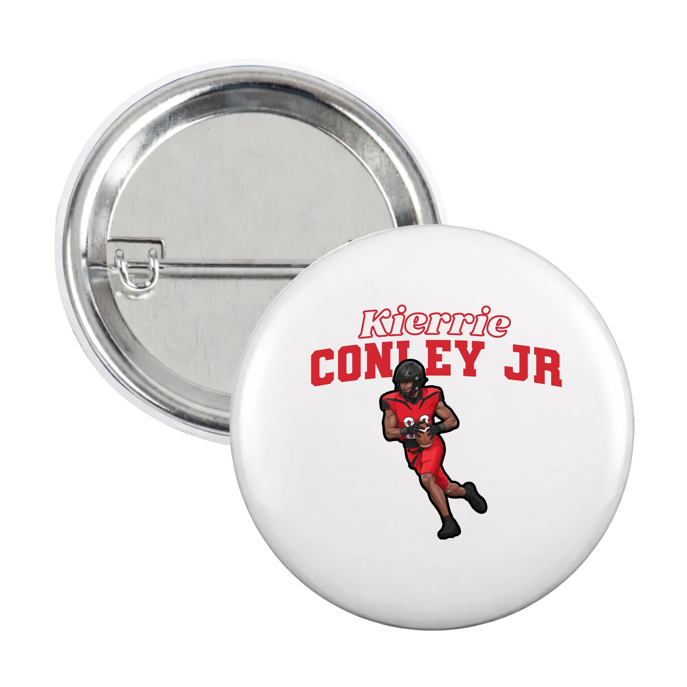 Game Day Button — Name Arch in White