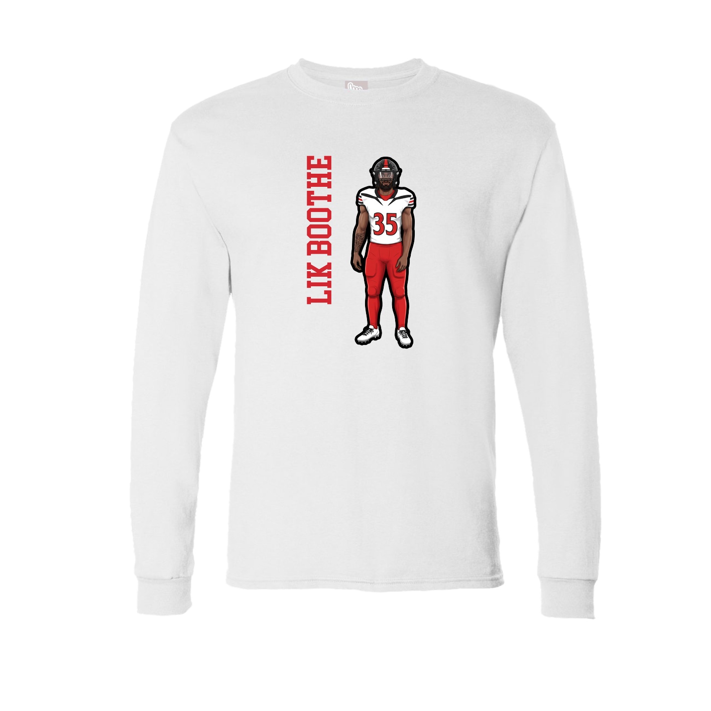 Long Sleeve Tee — Name Vertical in White