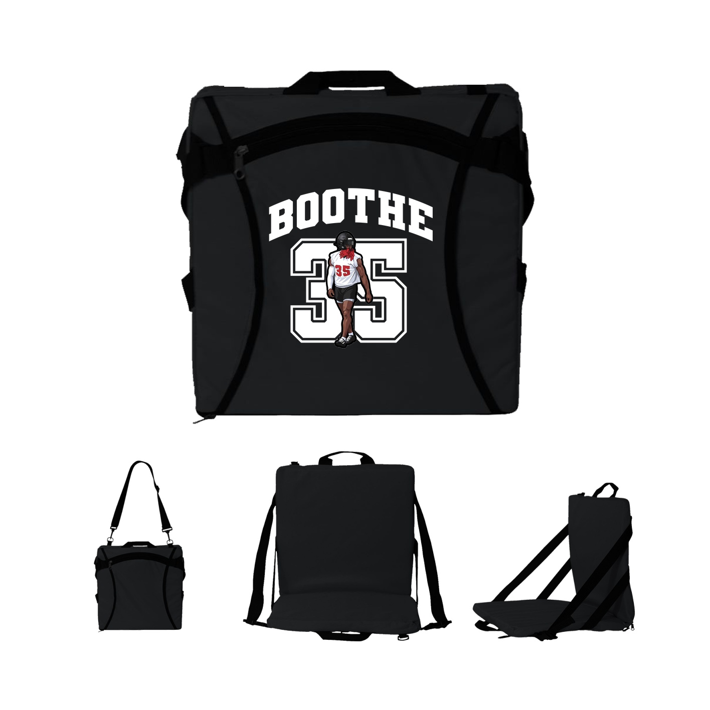 Folding Stadium Seat — Number in Black