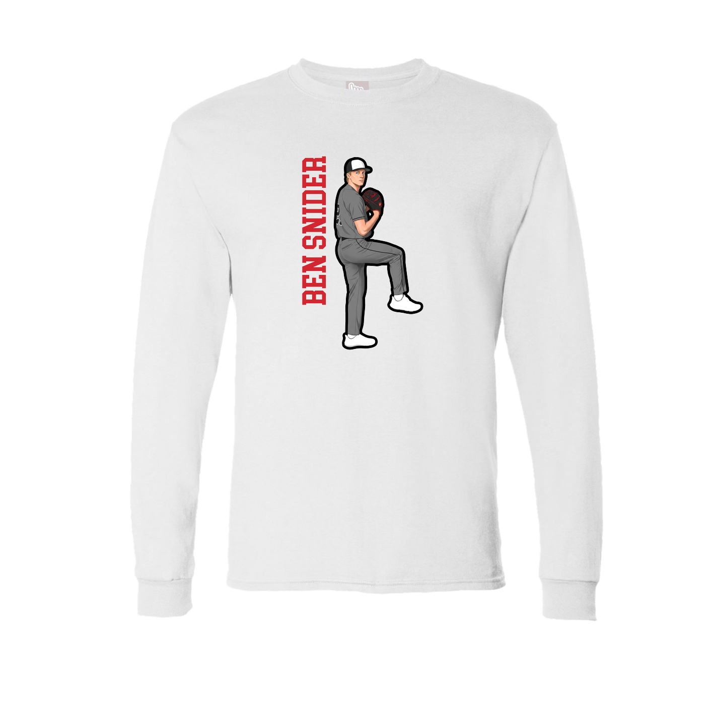Long Sleeve Tee — Name Vertical in White