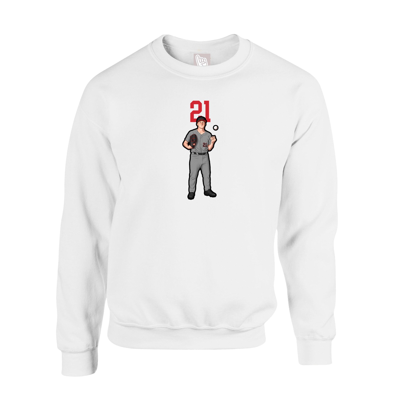 Fleece Crew — Number Top in White